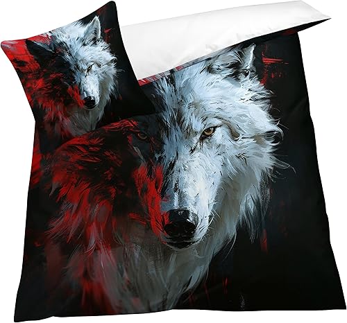 OmErsa Juego de funda de edredón de tamaño individual, 3 piezas, funda de edredón de animales y 2 fundas de almohada de microfibra suave, decoración