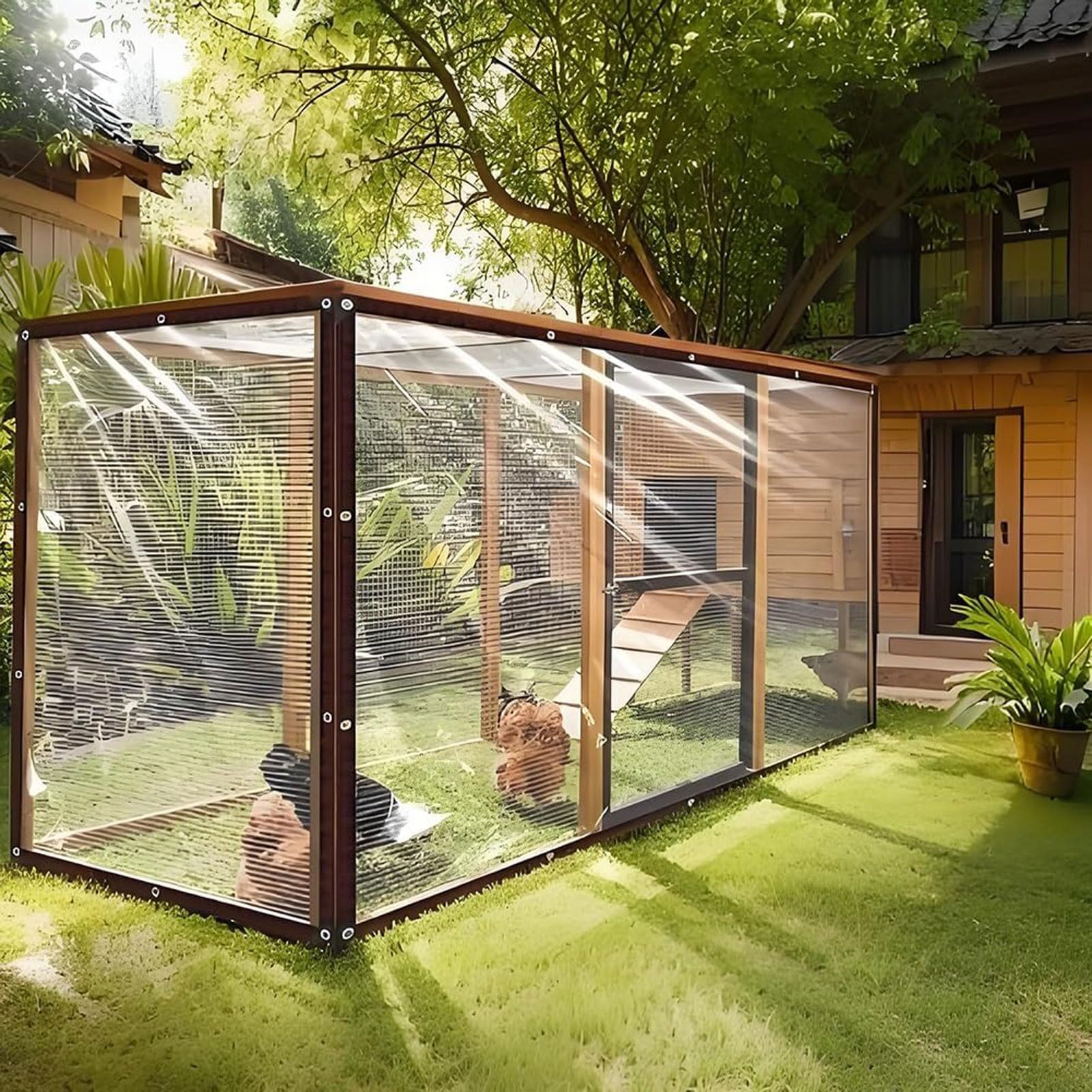 HUHJYUGE Transparente PE Plane Abdeckung mit Metallösen, Wasserfeste Abdeckplane Klar für Outdoor Garten Möbel Gewächshaus Pflanzen Schutz Folie gegen Regen und Schmutz (3x9m)