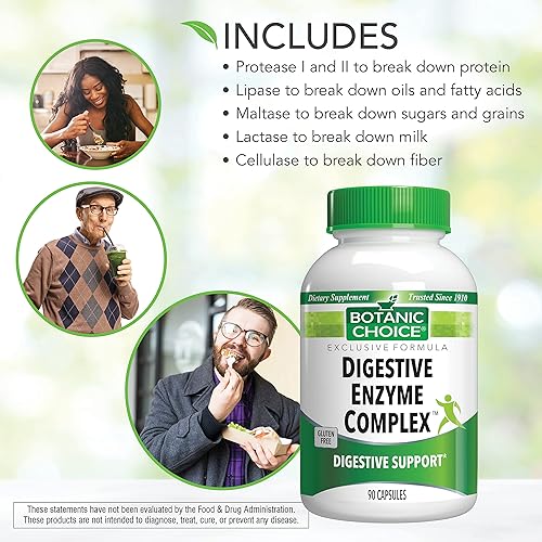 Miniatura 3 de Botanic Choice Complejo de enzimas digestivas - Ayuda digestiva para un suplemento intestinal saludable para una mejor digestión y una mejor