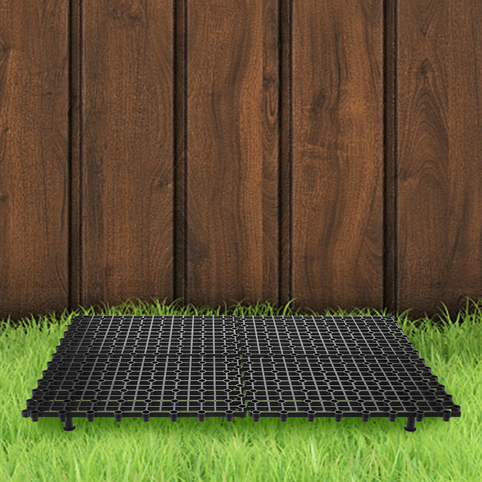 Lot de 4 grilles de bassin de jardin - Noir - 25 x 19,5 x 1 cm - Avec 80 pieds de support - Plateau filtrant modulaire pour fontaines extérieures et jardins aquatiques - Accessoires durables