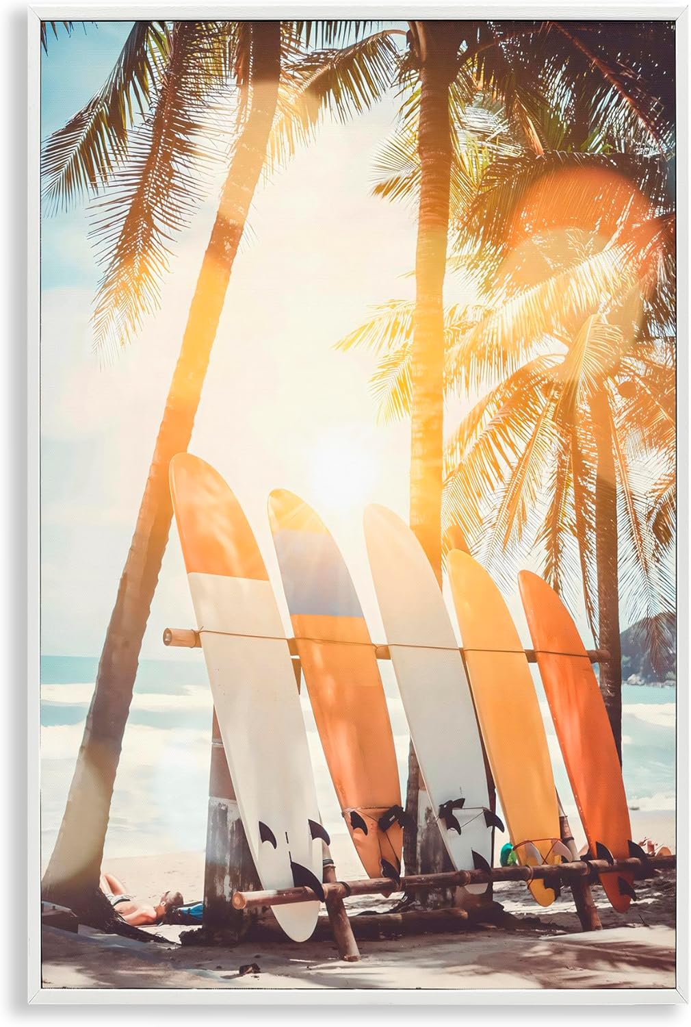 Stupell Industries Glowing Bokeh Sunshine Surf White Framed Giclee Art, design by LSR Design Studio, 18 x 12