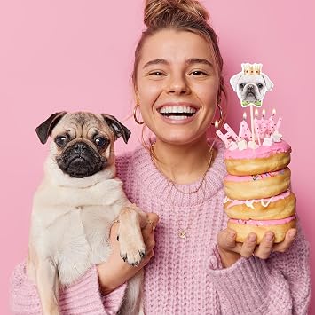 JJUNW Pack of 24 Dog Cupcake Toppers Dog Puppy Faces Muffin Decoration