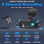 5 Channel Dash Cam 360° View 5G WiFi & APP Control, GEMEK 2K Front and Rear Inside, Left Right Dash Camera for Cars Free 64GB TF Card, G-Sensor, Night Vision, 24H Parking Mode