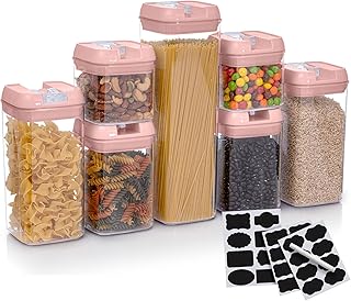 Set of 7 Airtight Food Storage Containers - Pantry Organizer Bins, BPA F...