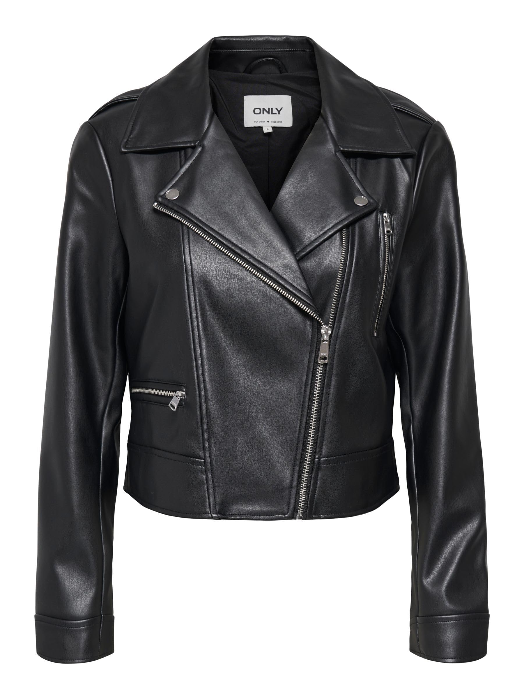 ONLY Ecopelle Onlcarmen Biker CC OTW in pelle sintetica, Nero, S Donne, Nero, S