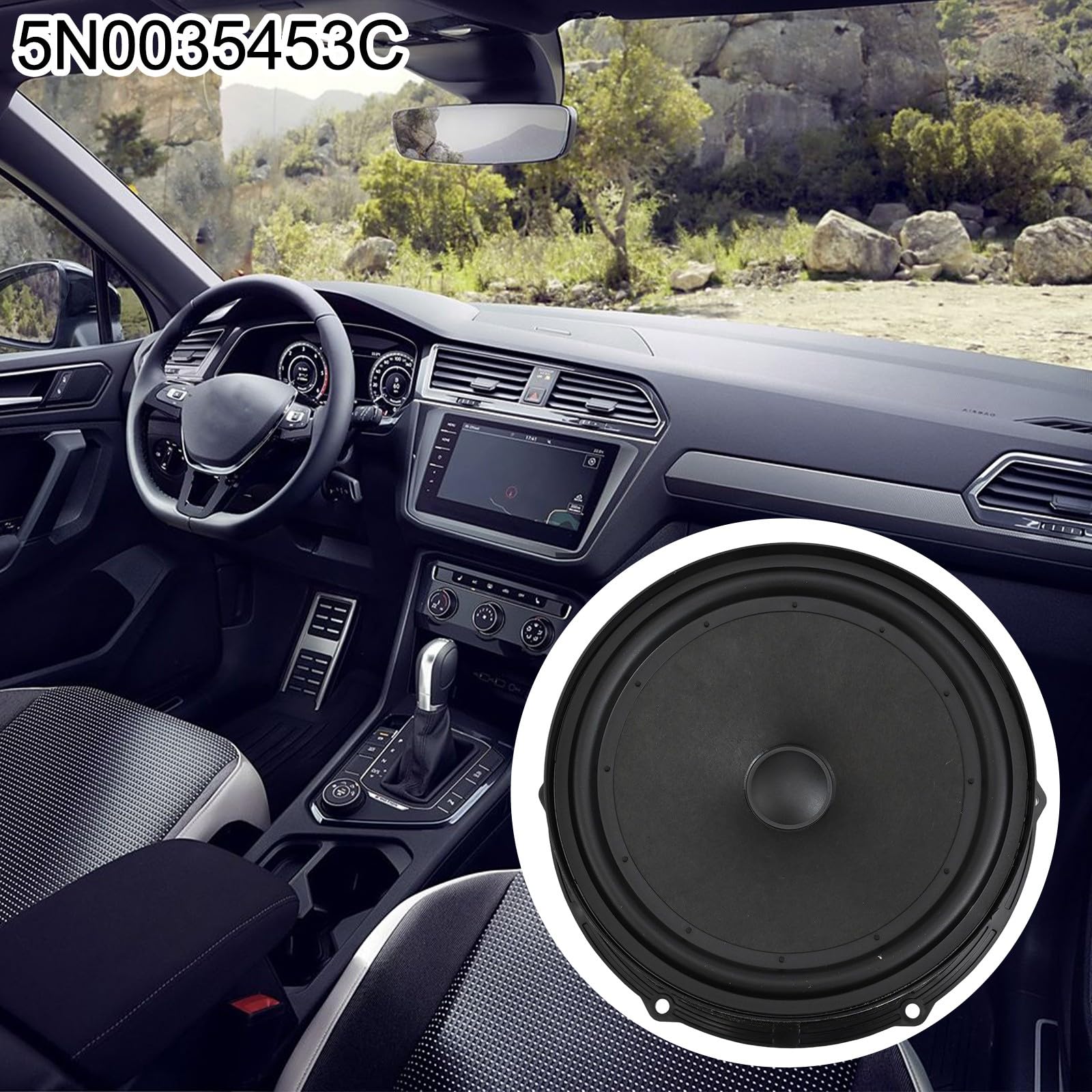 Woofer di ricambio per Volkswagen Tiguan 2009-2019 | Altoparlante anteriore posteriore con OEM 5N0035454B 5N0035453C | ABS nero