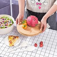 Vista 6 de Ensaladera de fibra de bambú con servidores, grande, 9.8 pulgadas, tazón de mezcla de bambú natural con servidores con tapa, cuchara y tenedor