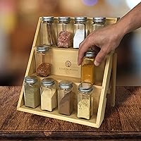 Vista 7 de Fourth House Bamboo Spice Rack for Drawer or Countertop - Spice Organizer Holder for Kitchen Spices
