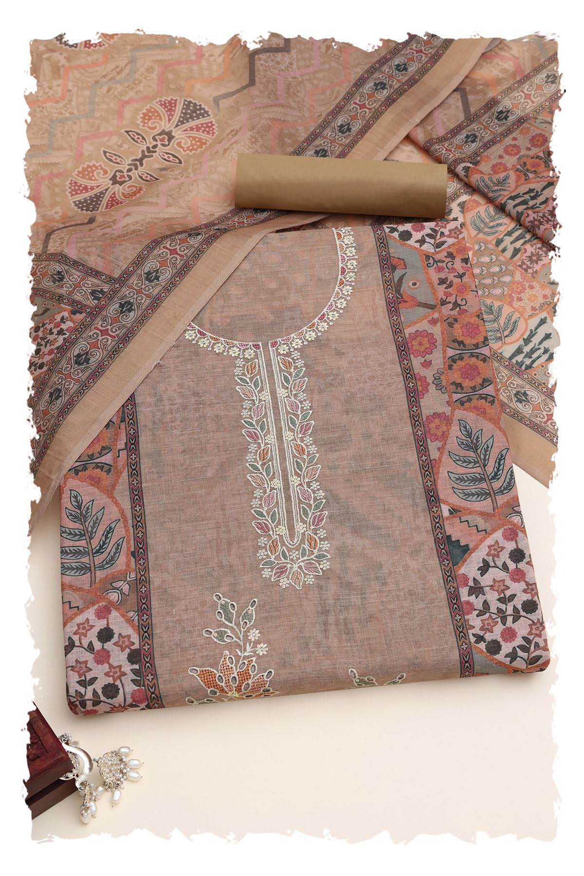 soch Womens Linen Shimmer Botanical Dress Material With Machine Embroidery and Thread Work-picture-27