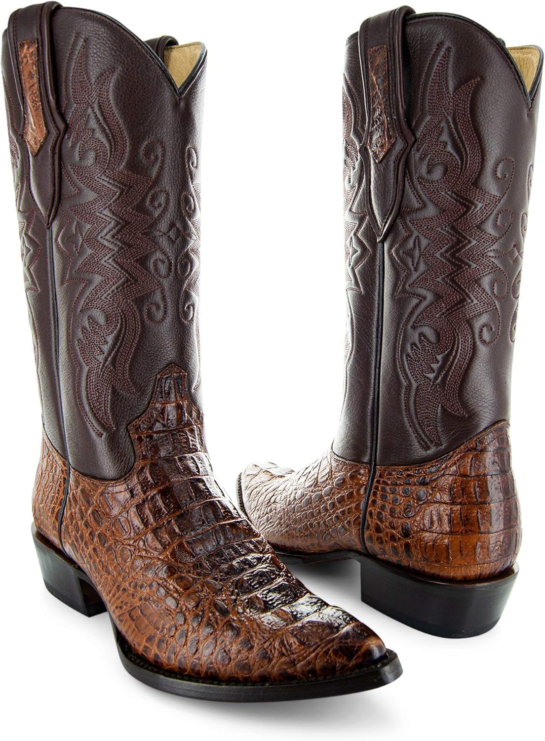 Soto Boots Men's Gator Tail Print Cowboy Boots, Exotic Print Men's Cowboy Boots, Western Boots For Men H7006 7.5 Miel