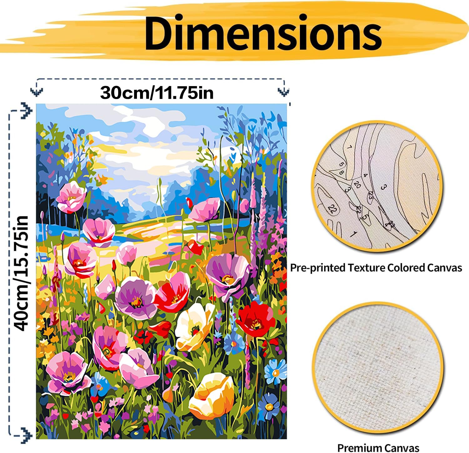 Pittura Con I Numeri Per Adulti - Kit Fai Da Te 30x40 Cm, Tela E Pennelli Inclusi, Decorazione Casa