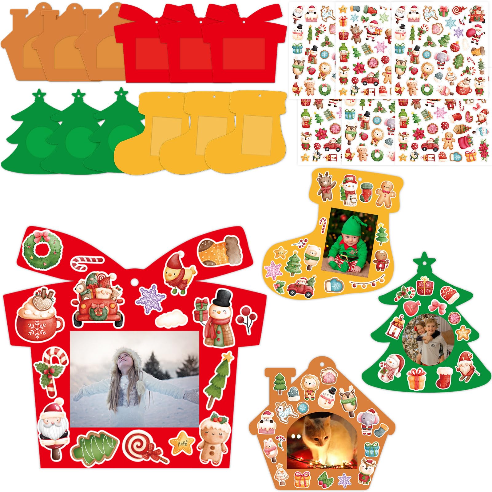 WorldBazaar Christmas Picture Frame Craft Kits - 12 Pack Kids Holiday DIY Activity