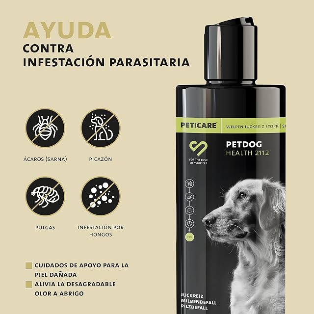 Foto 2 de 7 de Peticare champú para Cachorro, Perritos Especial para picores ácaros Hongos pulgas