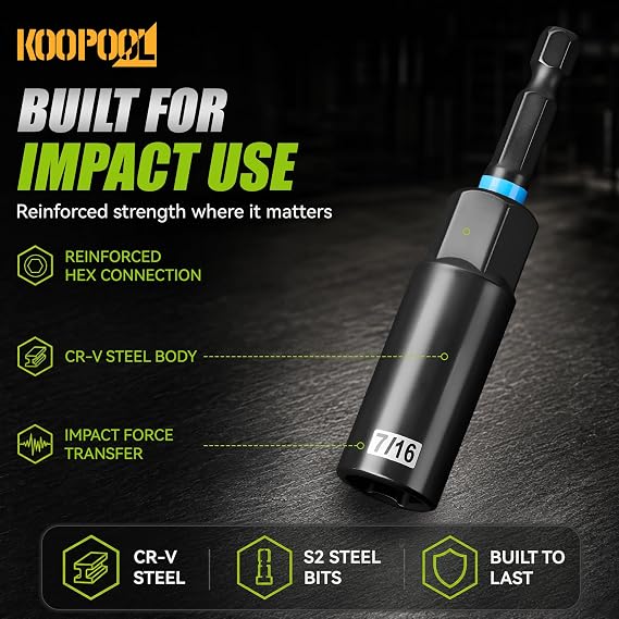 KOOPOOL Magnetic Nut Driver Set for Garage Car Repair & Home DIY Projects