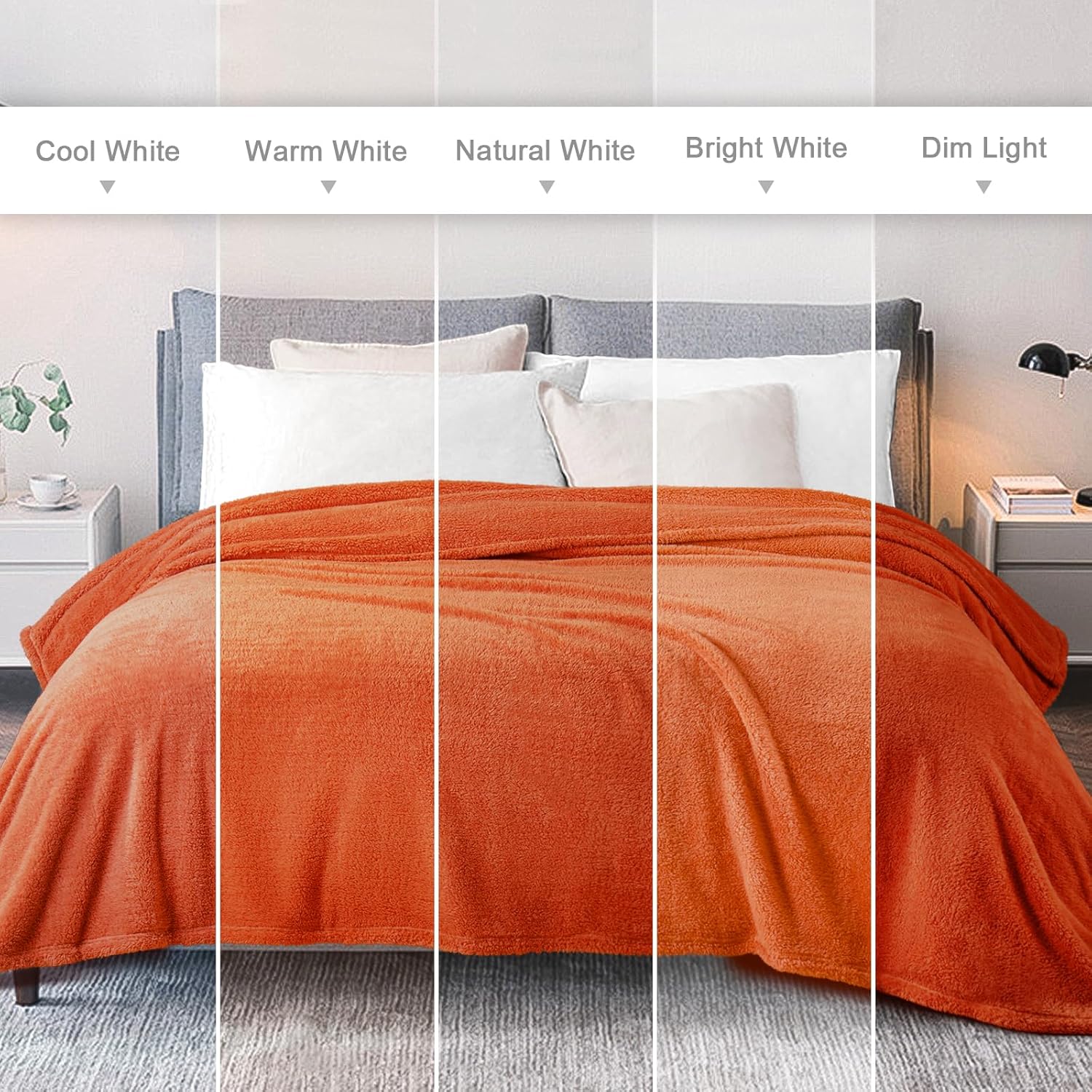 Exclusivo Mezcla Queen Size Blanket for Bed, Super Soft Velvet Plush Fleece Blankets, Fuzzy Cozy and Warm for Winter, 90x90 Inches, Burnt Orange - Image 8