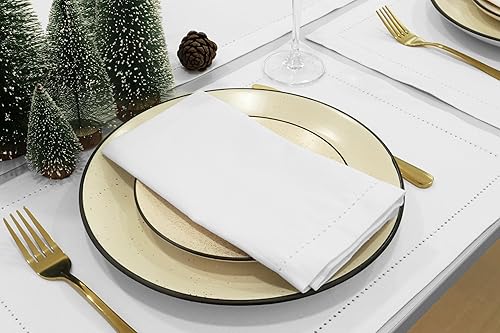 Miniatura 4 de PurpleEssences Juego de 12 servilletas de tela de vainica, 100% algodón, suaves, duraderas, lavables, ideales para bodas, primavera y verano,