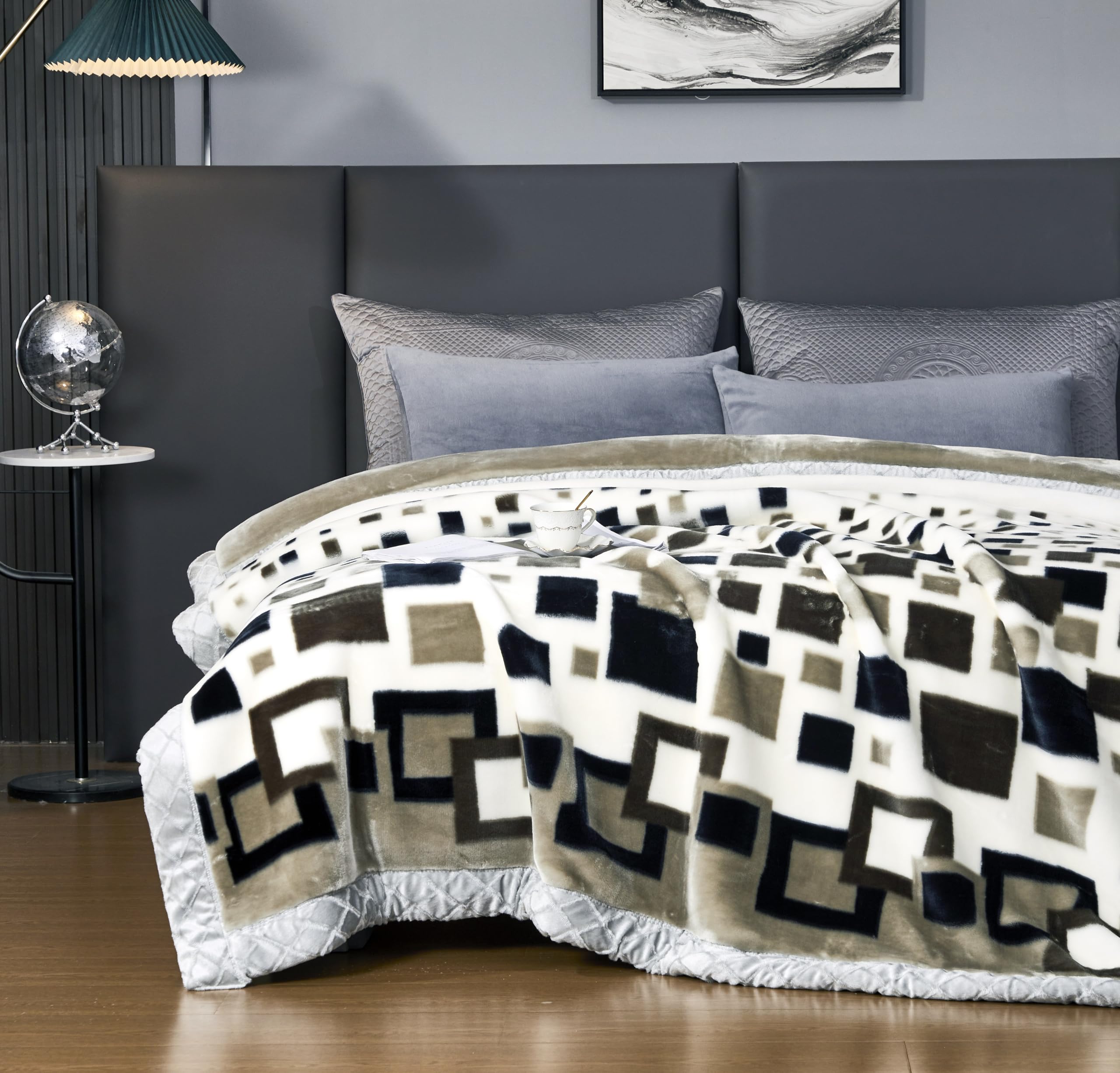 Heizdecke aus 2-lagigem Plüschfleece in Queen-Size (200 x 230 cm) – Weiche und warme, wendbare Raschel-Mink-Heizdecke für Bett, Couch und Sofa, ideal für Herbst und Winter.