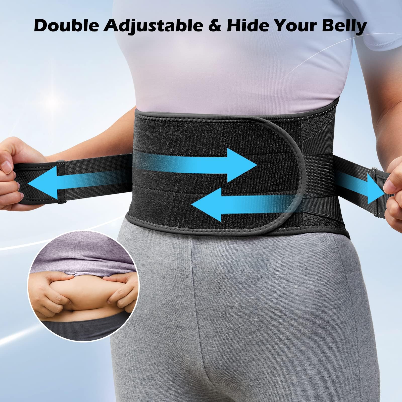 FREETOO Sottile Fascia Lombare Supporto Schiena Per Uomini Donne,Fascia Lombare 0rtopedica Con 5 Sostegno Alleviare L'ernia Del Disco Dalla Sciatica,Cintura Lombare che svolgono lavori pesanti