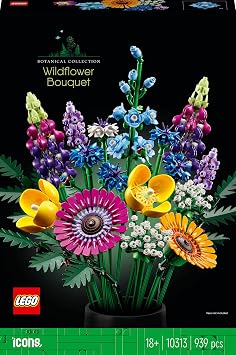 LEGO Botanicals Kır Çiçekleri Buketi 10313 – Yetişkinler için Peygamber Çiçeği, Lavanta, Gelincik Dahil 8 Tür Çiçek İçeren Dekoratif Model Yapım Seti, Sevgililer Günü Hediyesi Fikri (939 Parça)