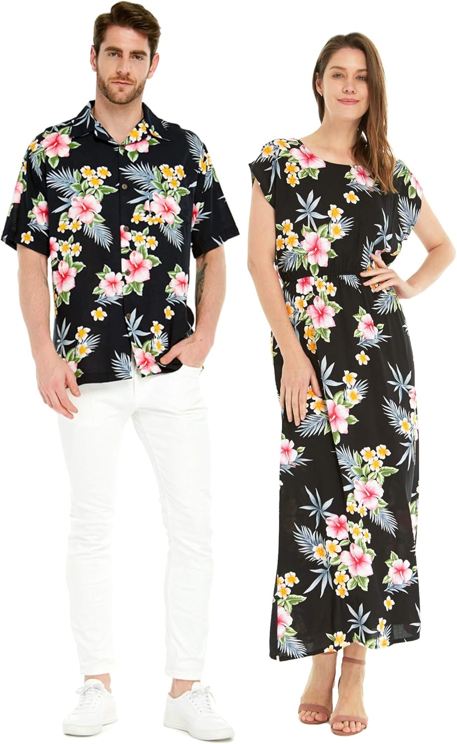 Hibiscus Black Hawaiian Luau Shirt Maxi Dress Set Nigeria Ubuy