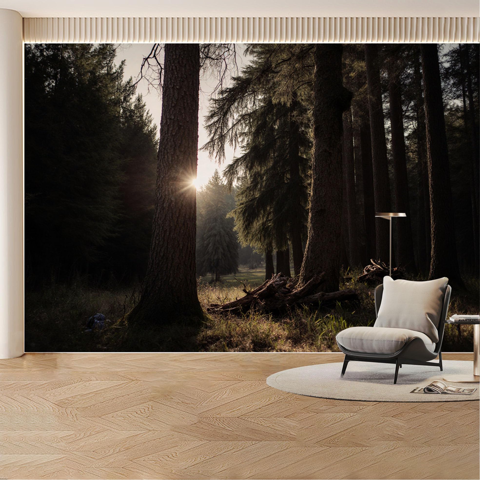 Custom Wall Mural Wallpaper Forest Landscape Nature Wall Decor Large Wall Art Misty Sunset Nordic Removable SelfAdhesive Large Photo for Living Room， Bedroom， Office