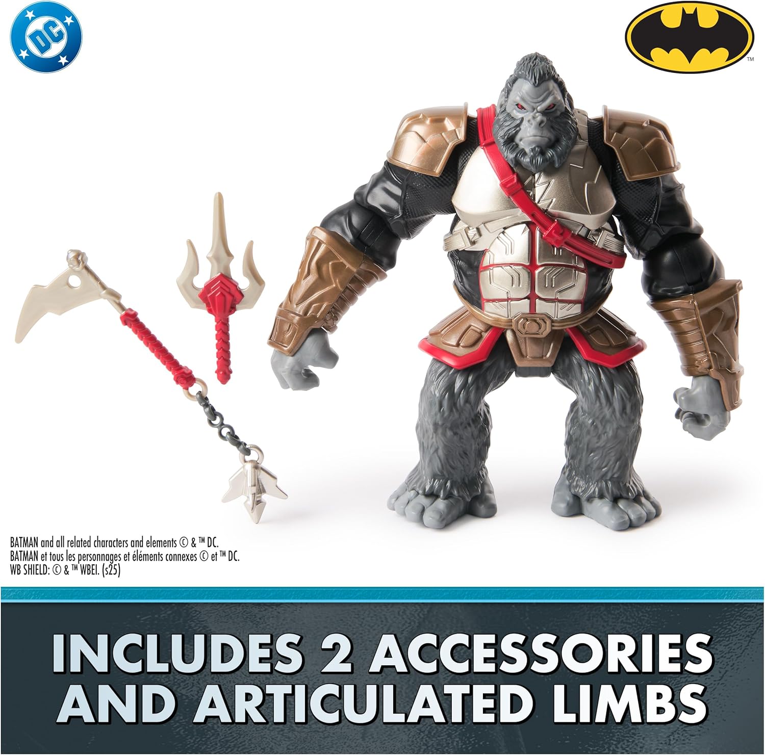 DC Comics, Batman Battle Clash 6” Ninja Strike Gorilla Grodd Action Figure with 2 Ninja Accessories, Super Hero Kids Toys for Boys and Girls Ages 3 & Up