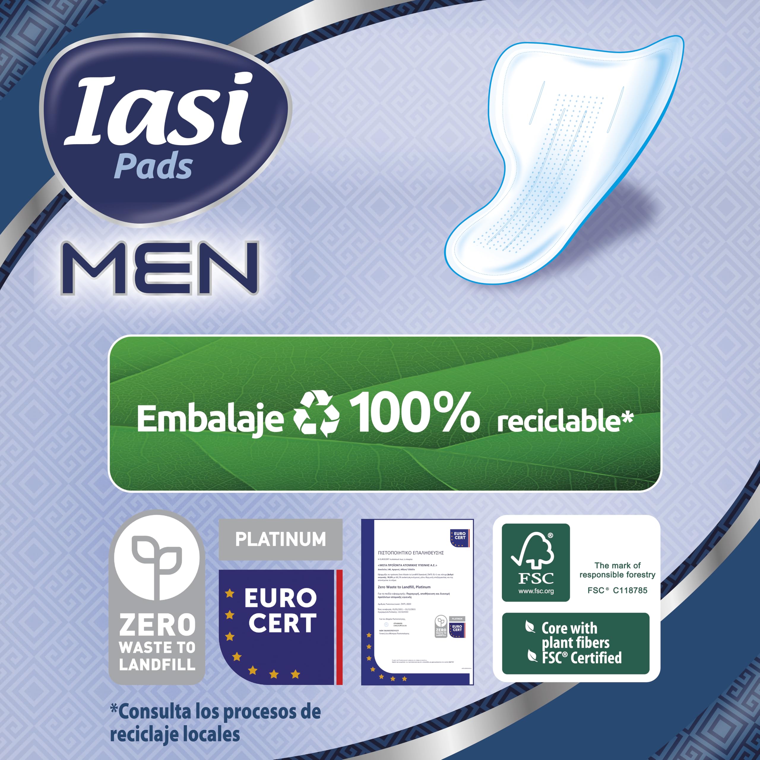 IASI MEN Medium Level 2, Escudos Absorbentes para pérdidas urinarias masculinas leves, 120 unidades