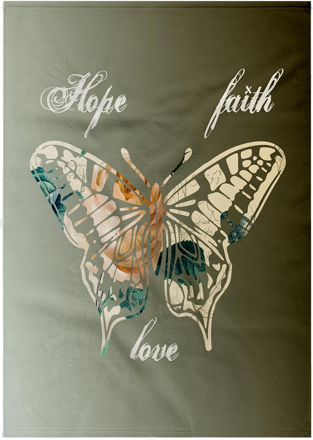 3dRose Hope, Faith and Love Gold Butterfly Inspirational Art 22x30 Bath Hand Pool Towel