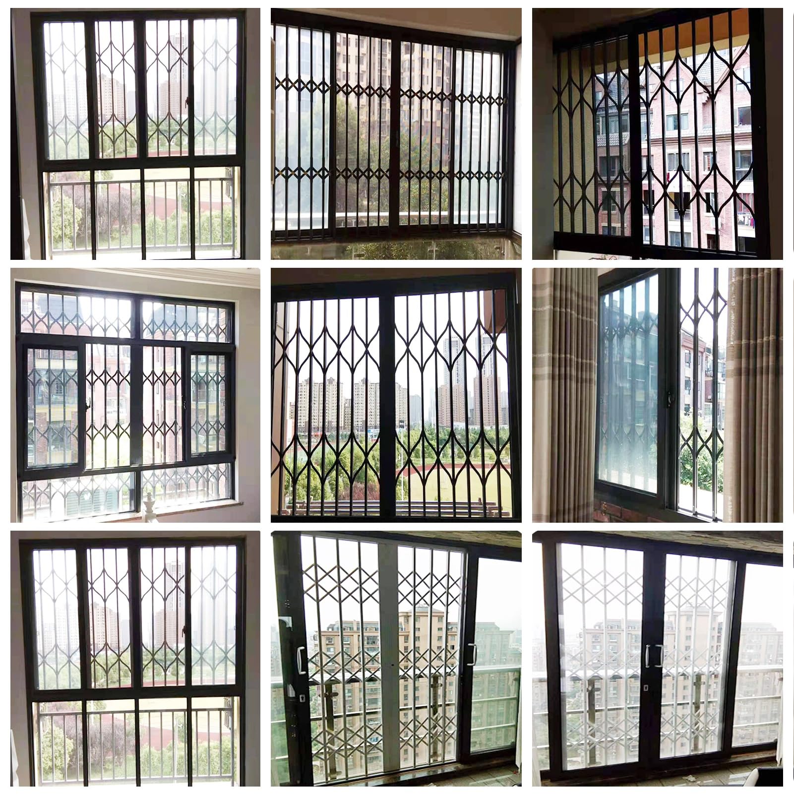 Barres de sécurité coulissantes extérieures verrouillables en aluminium, porte anti-effraction pliable, barrière de protection élégante et durable pour fenêtres de maison (vert, 80 x 170 cm)