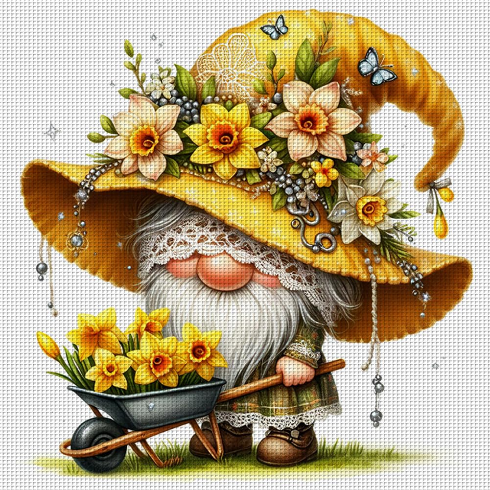 Hi-Y2Kgirls Gnome Stamped Cross Stitch Kits- 11CT Cross Stitch Kits for Beginners Adults Needlepoint Cross-Stitch, Gnome Patterns Needlecrafts Embroidery Kits Arts Crafts