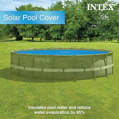 Vista 4 de Cubierta solar Intex de 18 pies de diámetro, para piscinas, fácil de instalar y enmarcar, Azul