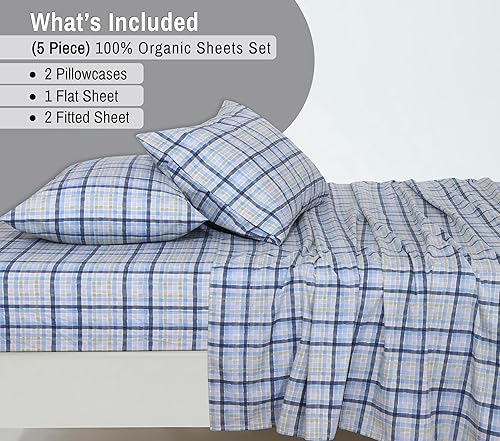 Miniatura 8 de RUVANTI - Juego de sábanas Split King, 100% algodón orgánico, percal, certificado GOTS, 5 piezas, bolsillo profundo de 15 pulgadas, frescas,