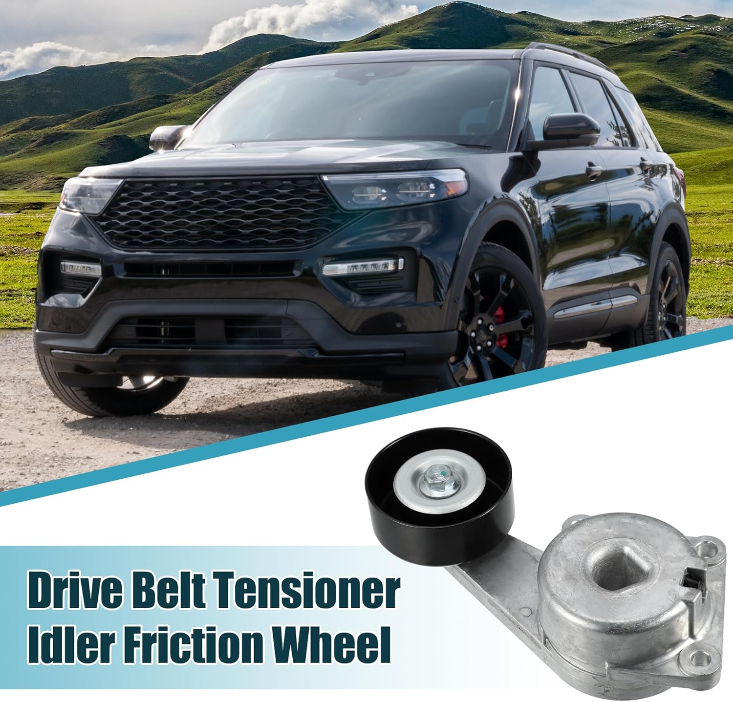 X AUTOHAUX Serpentine Drive Belt Tensioner Idler Friction Wheel for Ford E-150 2003-2005 for Ford E-250 2003 2004 for Ford E-350 Super Duty 2005 Idler Pulley AC Belt Tension No.1L2Z6B209AA
