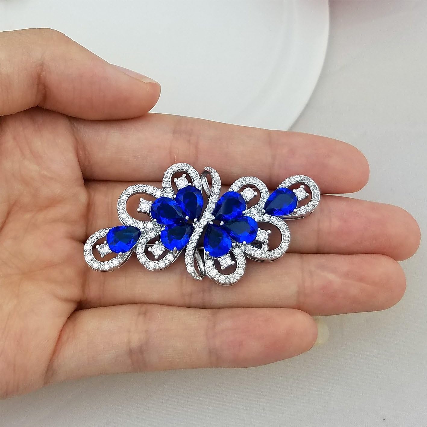 YOQUCOL Cubic Zirconia Crystal Rhinestone Wedding Brooch Pin for Women Brides Jewelry - Image 4