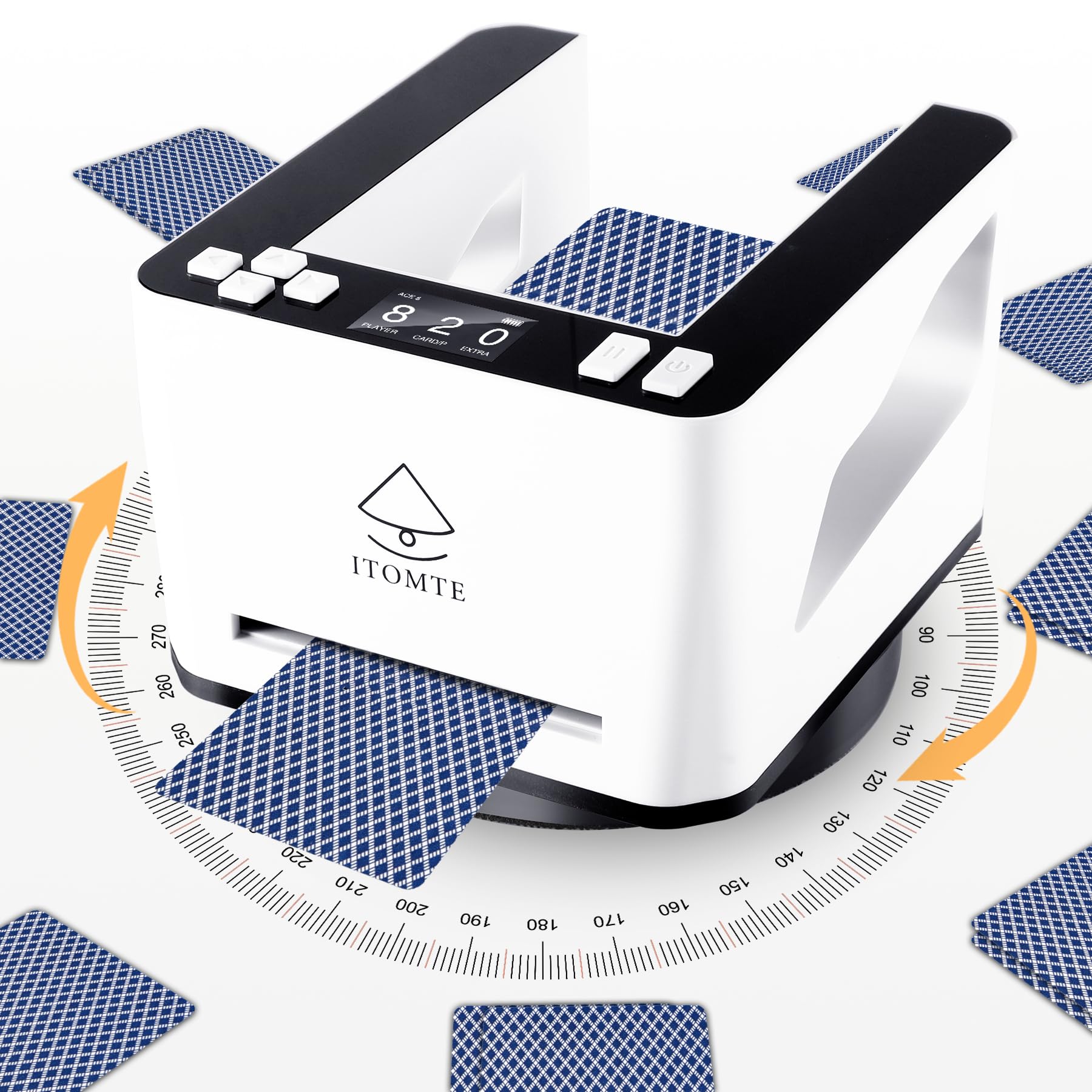 ITOMTE Automatic Card Dealer Machine for 2-8 Players 360° Rotating Rechargeable & Portable Poker Electric Card Deck Dealer Machine for Poker and UNO Card Game