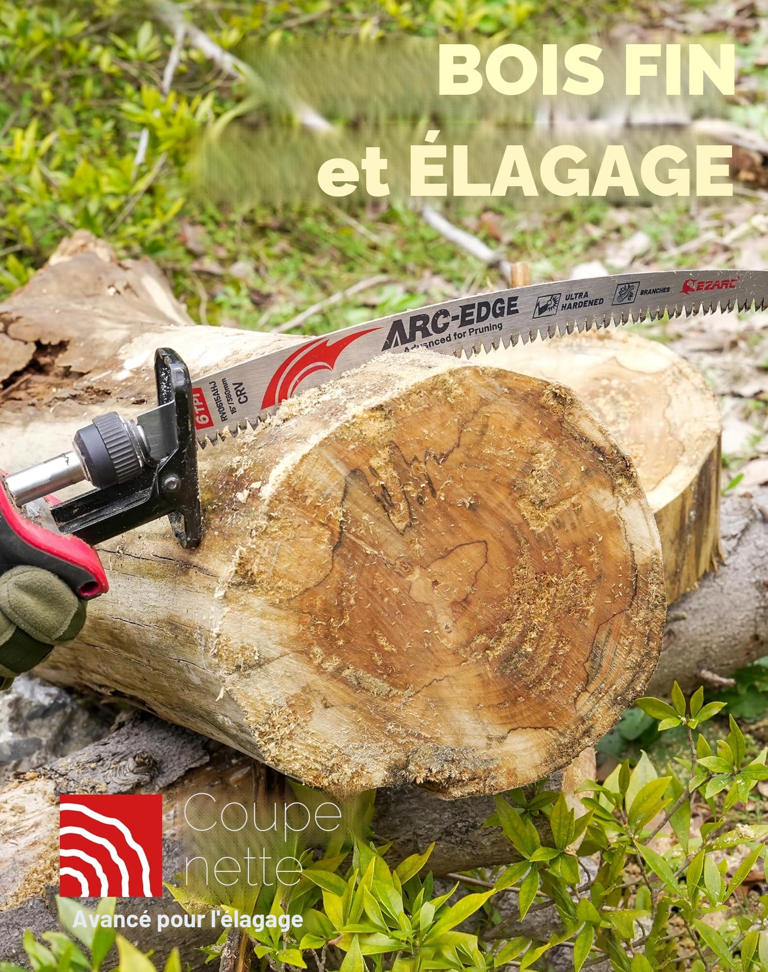 EZARC Lame de scie sabre de 380mm à dents japonaises, pour élagage, avec une bordure arquée et 6 dents par pouce, idéale pour la taille des arbres et la coupe de bois, lot de 3 pièces.