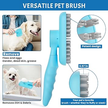 Veeconn 2-in-1 Pet Bath & Grooming Brush Soft Rotating Slicker Scrubber for Deshedding Short & Long Haired Pets | Gentle Massage & Shampoo Application for a Relaxing Bathing Experience