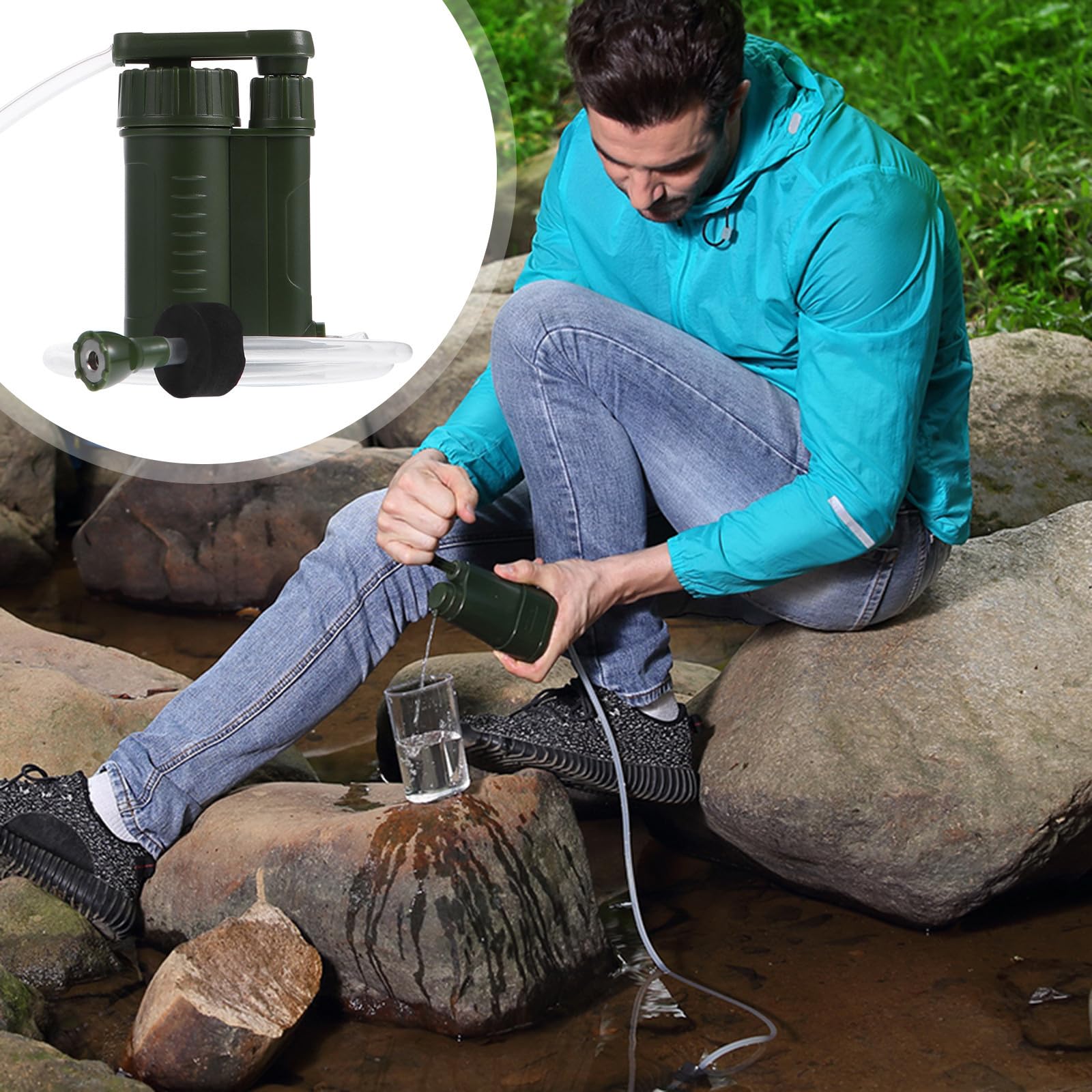 Purificador de Agua Portátil Seguro y Compacto Filtro Abs para Acampar y Emergencias, Adecuado para Actividades al Aire Libre y Senderismo