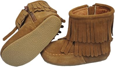 Amazon.com: gamuza auténtica bebé doble flecos botas de piel (Fawn), color  café, Marrón, 9 M US bebé mayor : Ropa, Zapatos y Joyería