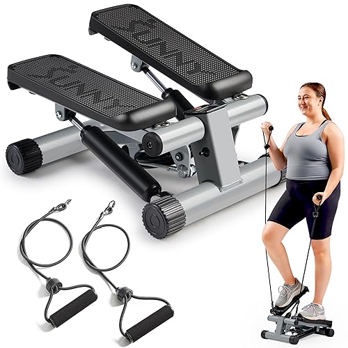 Sunny Health & Fitness Mini Steppers for Exercise,Low-Impact Stair Step, Full Body Cardio Equipment, with Optional Free SunnyFit App Connection and Resistance Band - 01 Original