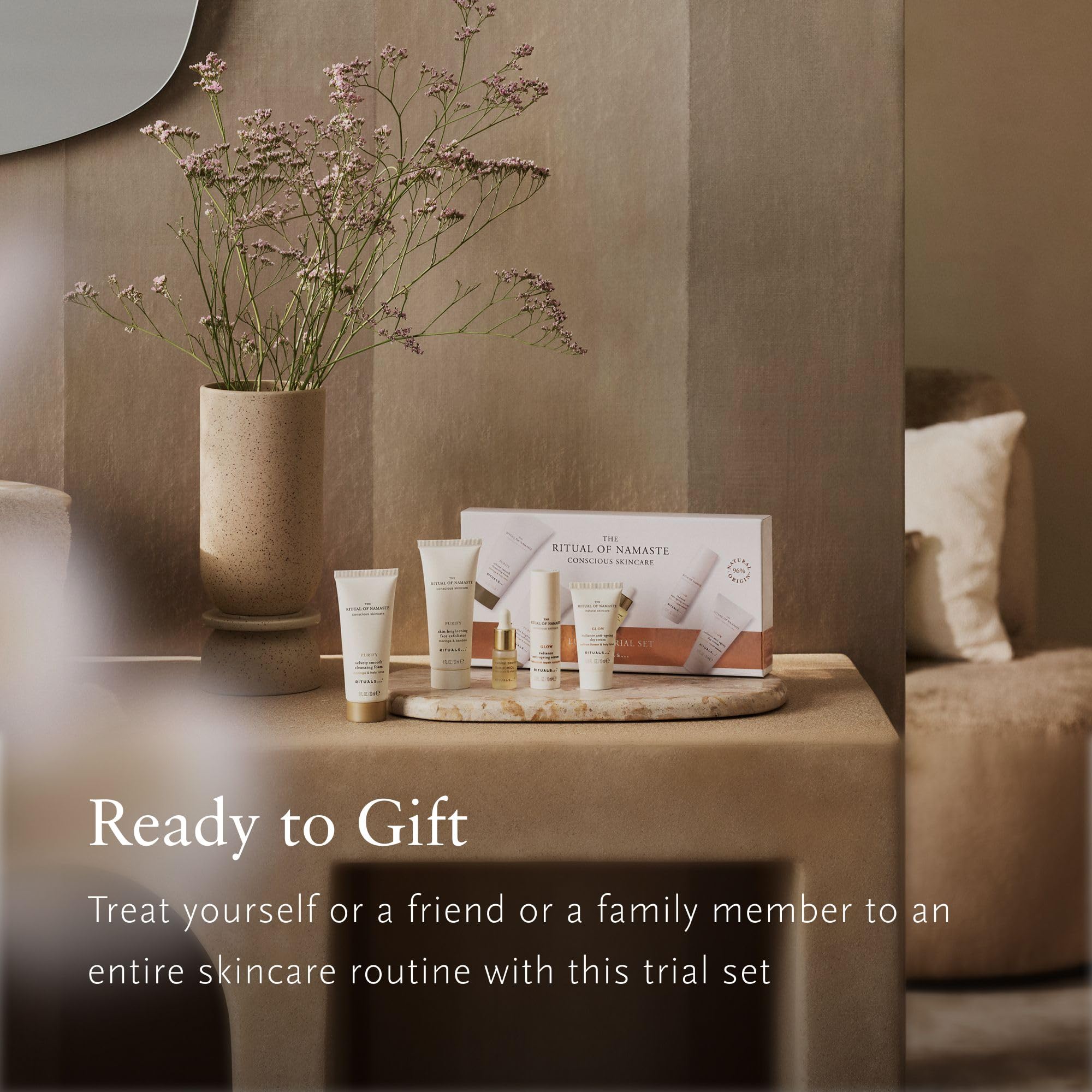 RITUALS The Ritual of Namaste zestaw upominkowy zawierający 5 produktów do pielęgnacji twarzy z bakuchiolem i kwasem hialuronowym – naturalne składniki o właściwościach przeciwstarzeniowych