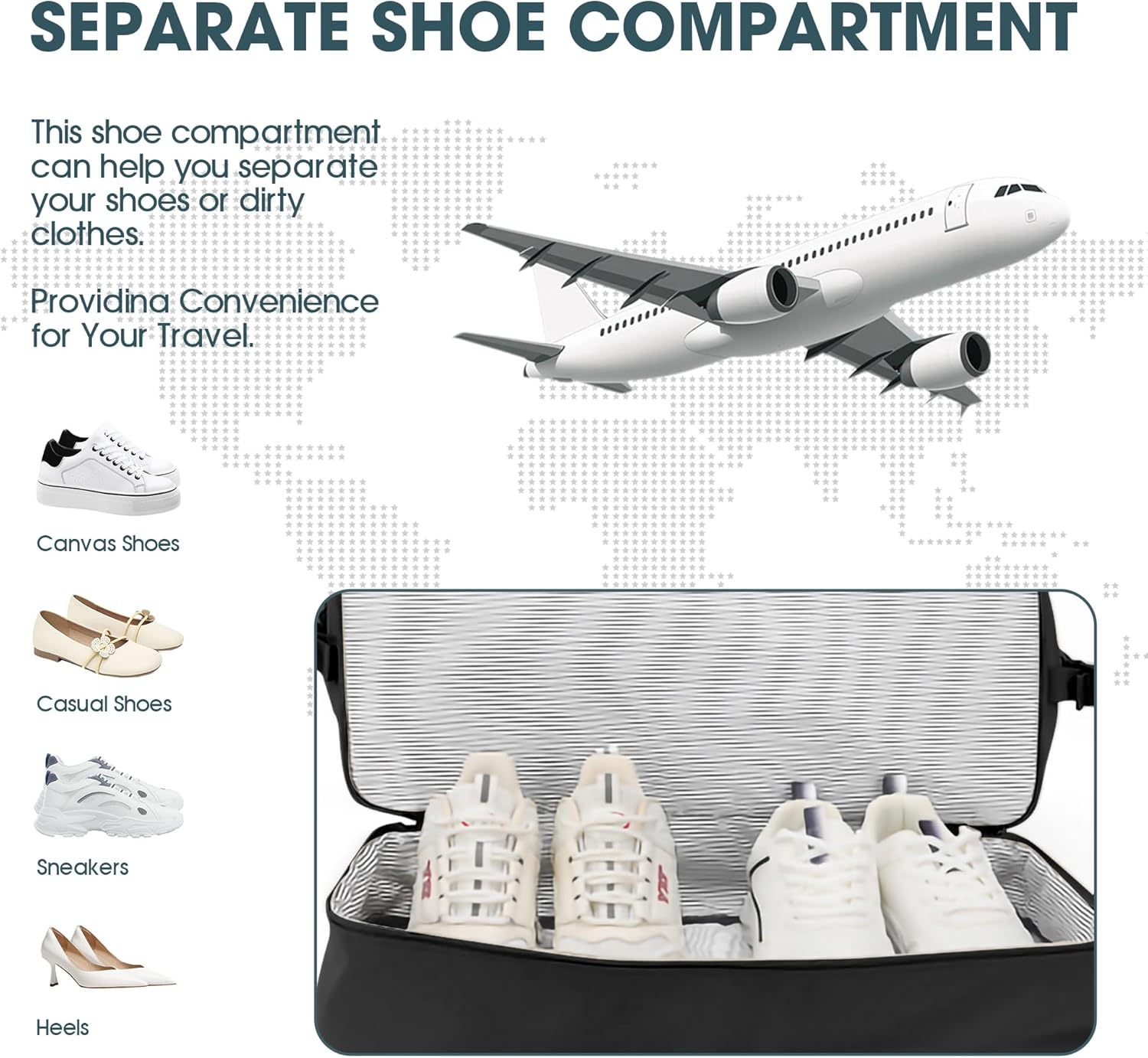 Women's Weekender bag Travel Duffel Bag with Shoe Compartment 21-inch Airline-Approved Carry-On, 2-Piece Overnight Bag Set Personal Item Luggage - Image 6