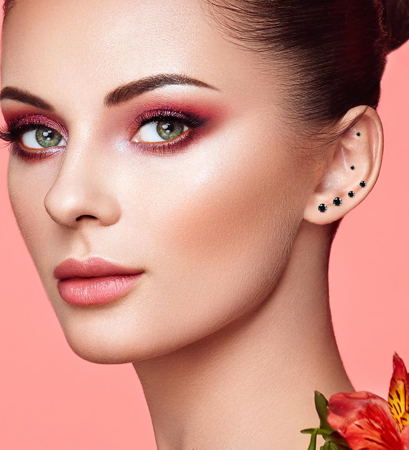 14K Gold CZ Flat Back Earrings for Women Hypoallergenic Cartilage Cubic Zirconia Earrings Studs 20G Handmade Nap Screw Back Earrings for Helix Conch Multiple Piercing - Image 7