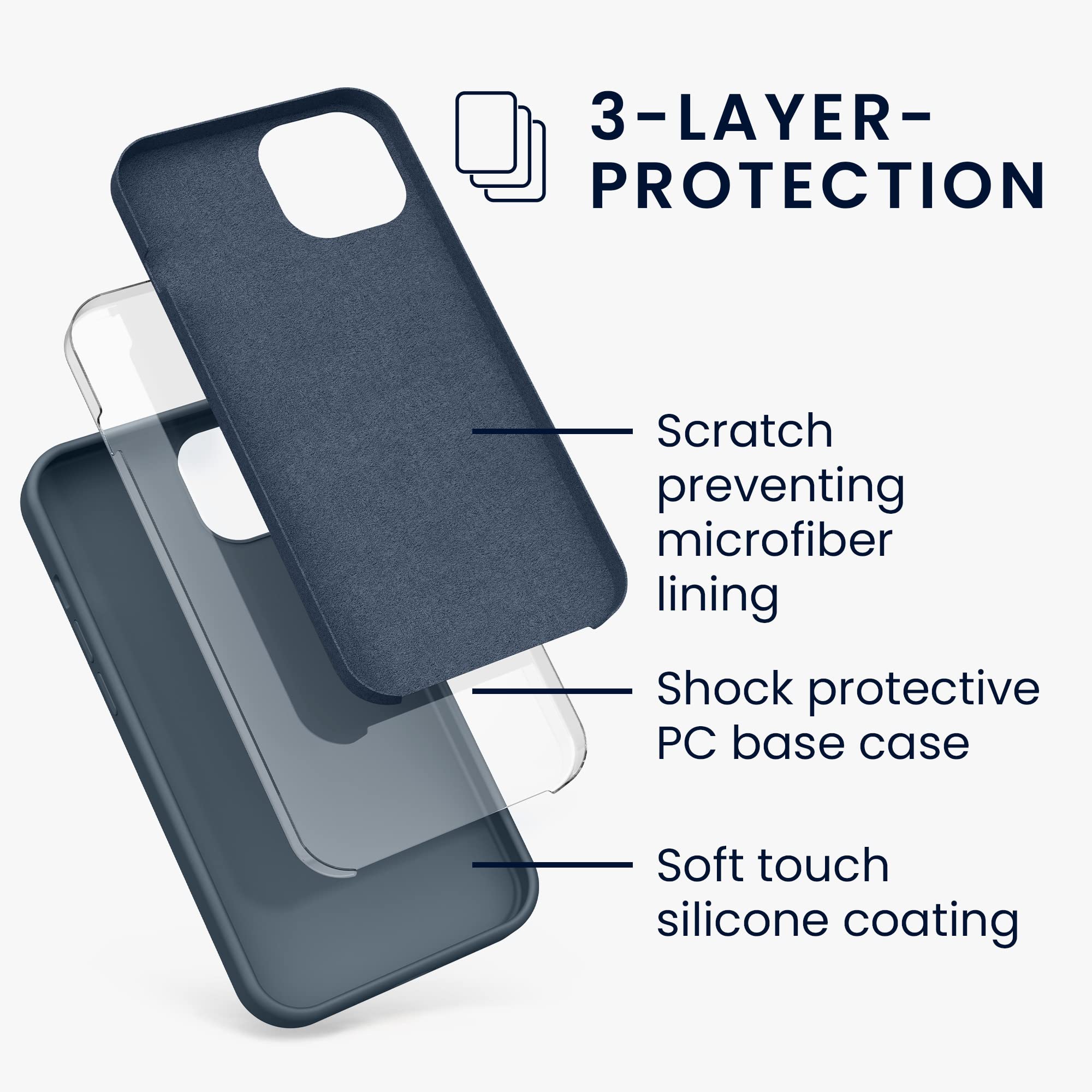 kwmobile Cover per iPhone 13 Custodia - Back Case per Smartphone in Silicone TPU - Protezione Gommata - nero matt