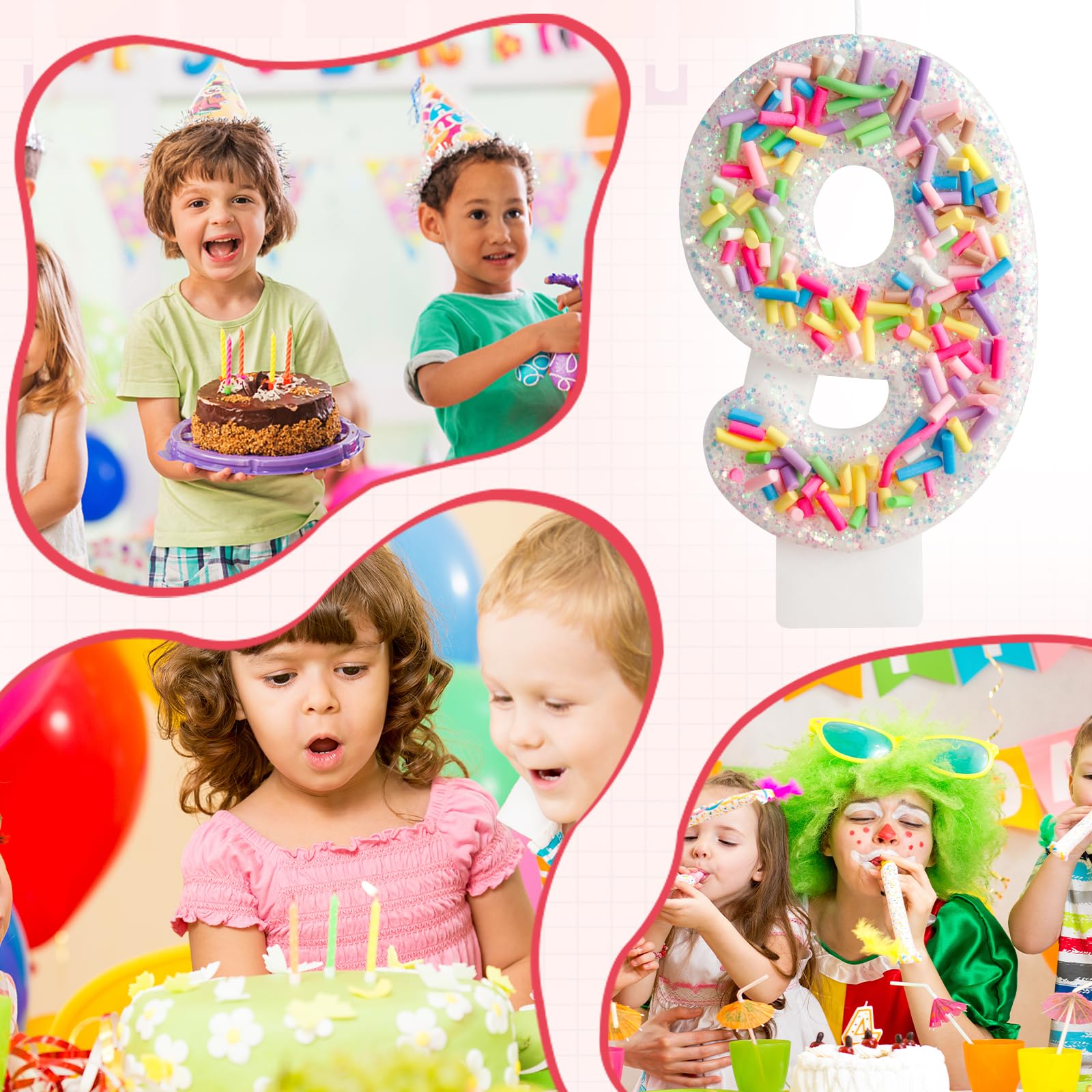 Bougies Anniversaire 3 ans,3.34 inch Colorful Sprinkles Bougies Anniversaire, Décorations de Anniversaires Gâteaux pour Enfants et Adulte Décorations de Gâteau fête G'anniversaire