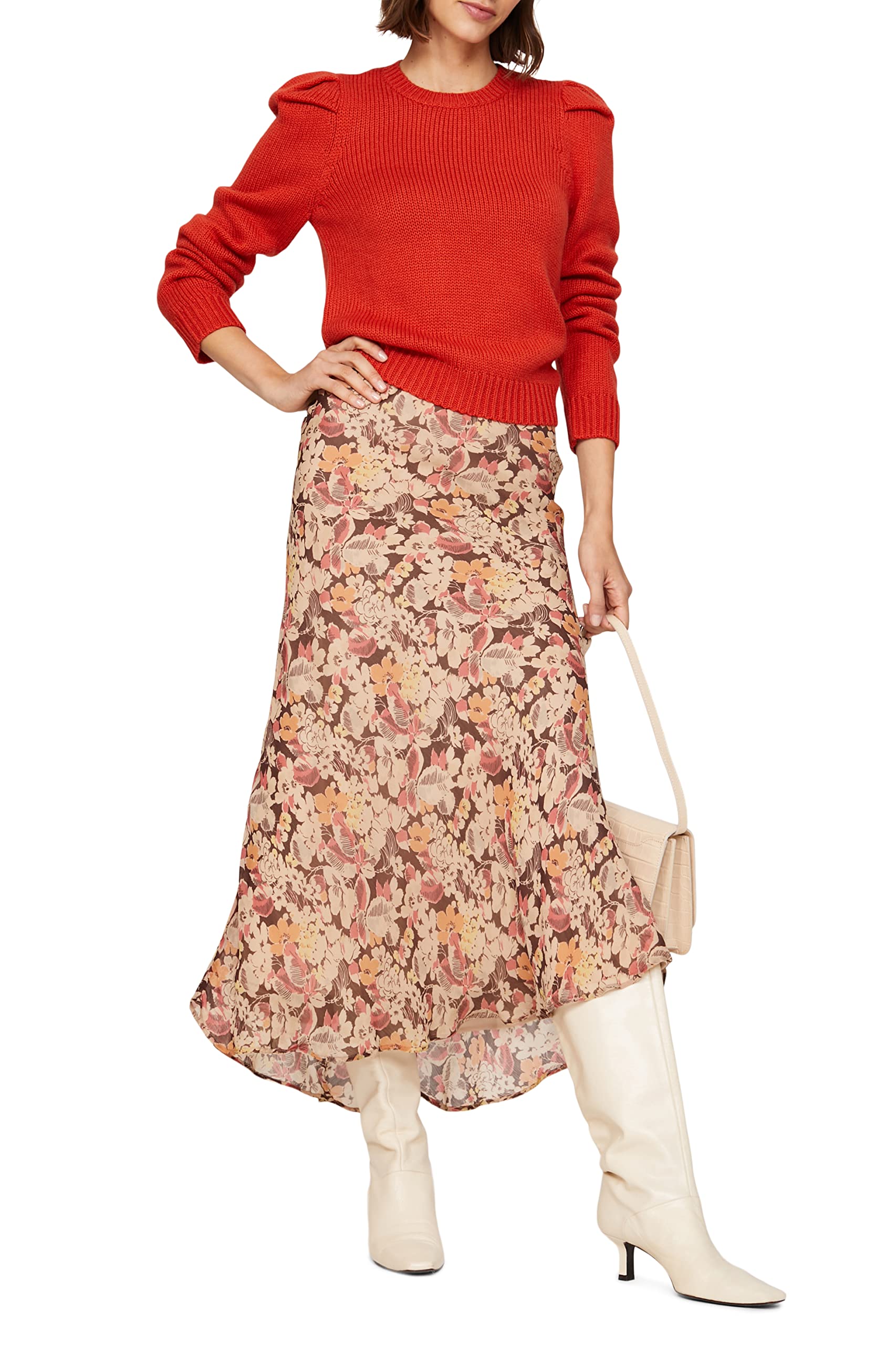 Derek Lam CollectiveRTR Design Collective Red Puff Sleeve Sweater