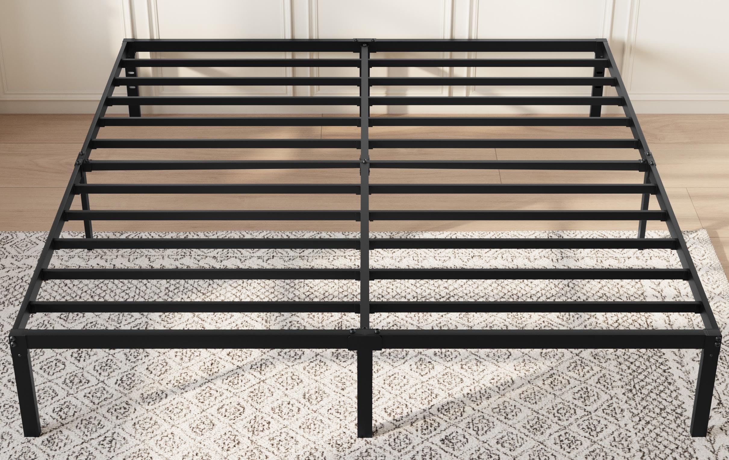 HOOMIC King Size Metal Bed Frame with Storage Space 14 Inch Iron Platform Bed No Box Spring Needed
