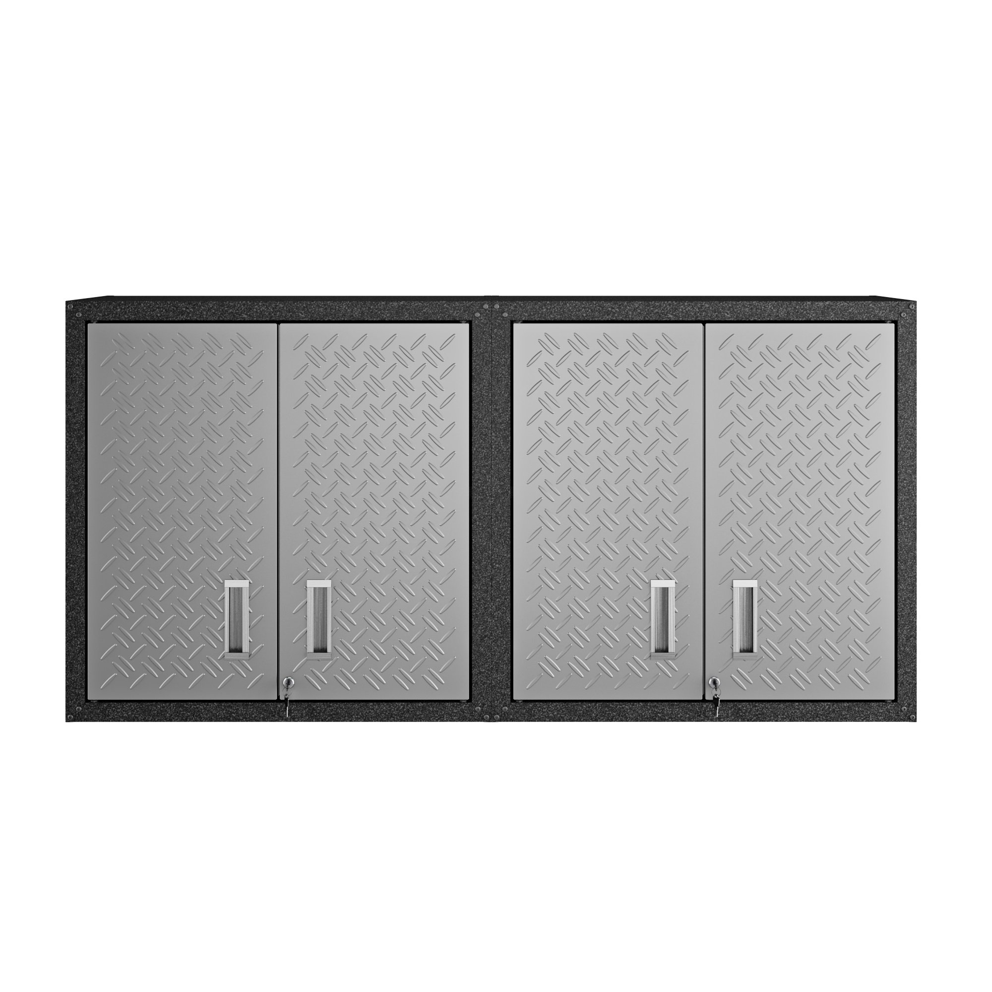 Manhattan Comfort Fortress Collection Modern Designed 2 Piece Set Floating Storage Garage Cabinet Great For Tools and Supplies, 2 Pc Set, Stainless Steel