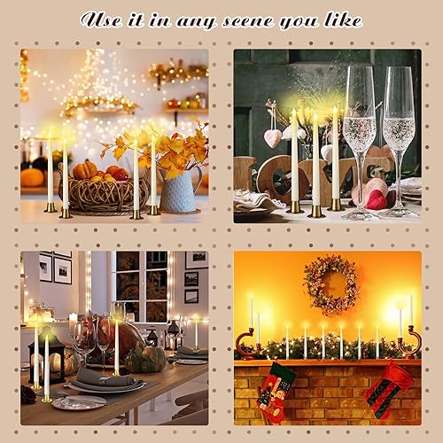 Miniatura 6 de Tanlade Juego de 12 velas de Navidad para ventana, luces LED a batería con soportes de metal, velas eléctricas, decoración de ventana de iglesia