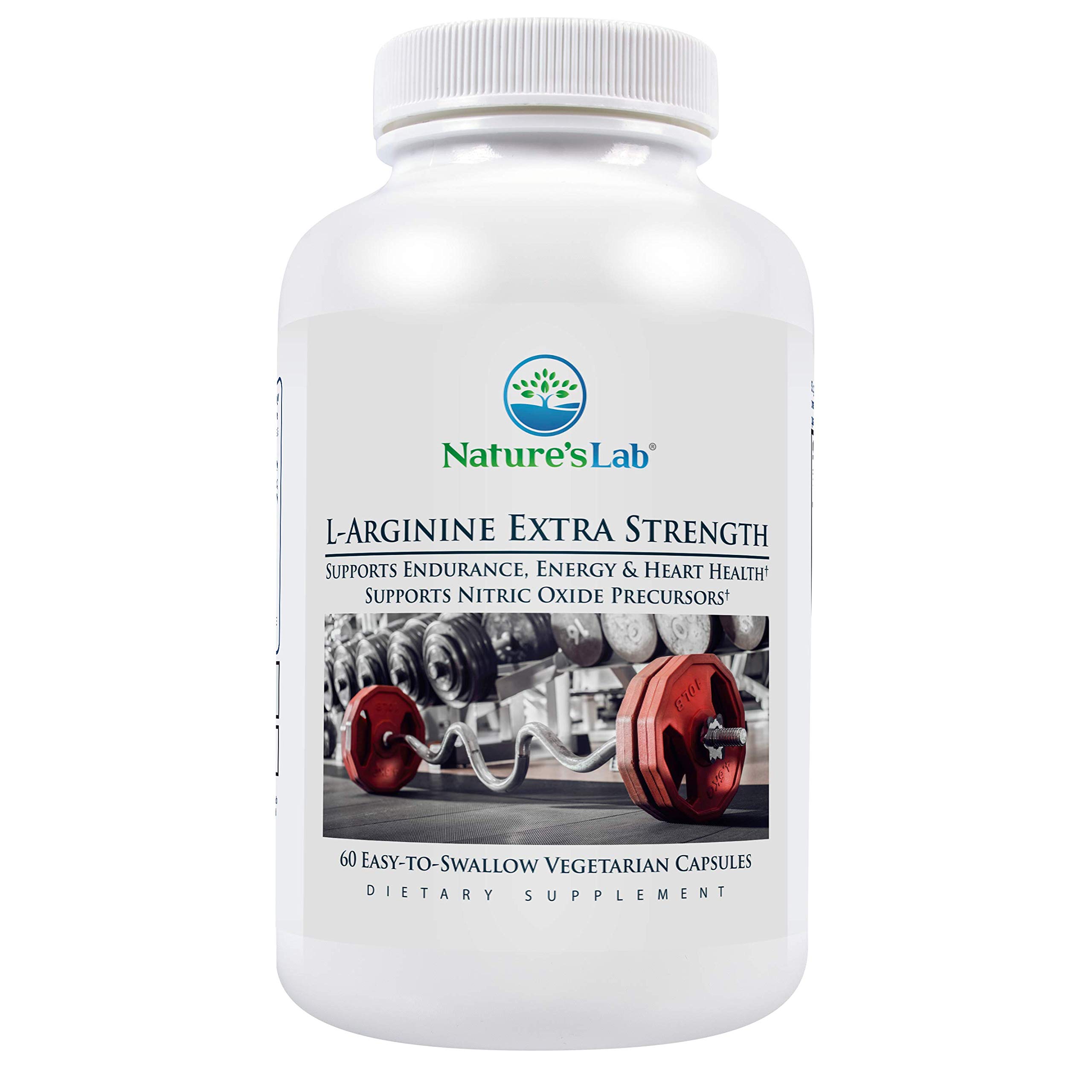 Nature's Lab L-Arginine Extra Strength – with Beet Root Powder, Citrulline Malate, Boosts Nitric Oxide Precursors, Stamina* - 60 Capsules (1 Month Supply)
